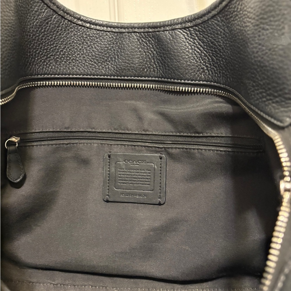Coach Black Pebbled Leather Shoulder Bag with Silver Hardware - Picture 5 of 7